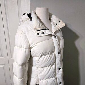 Abercrombie and Finch White Puffer Long Winter Jacket Size L